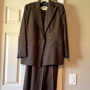 Ralph Lauren brown pinstripe suit.